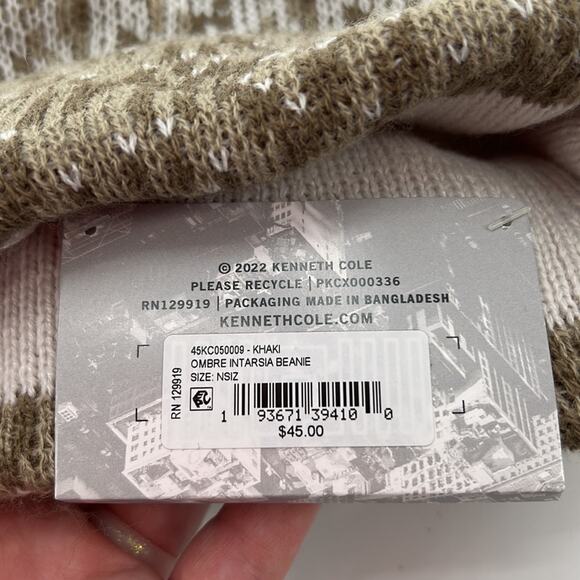 Reaction Kenneth Cole Ombre Intarsia Beanie - Khaki - One Size - New with tags - Picture 3 of 5